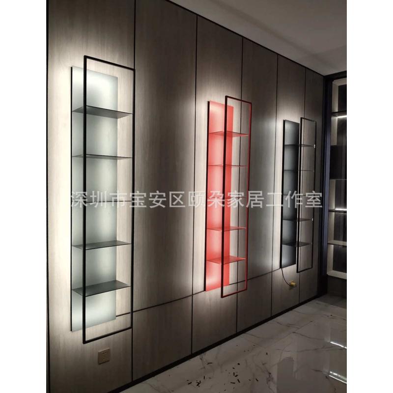 墙壁挂发光架铁艺金属架物多层架置墙装饰隔板书架上背景收纳多层