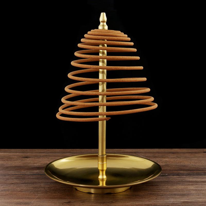 铜檀香架盘香盘香架铜托香插12H24H坛香托点香卷香支架香盘香道