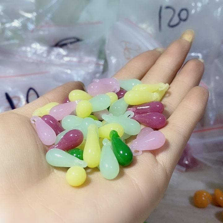 老料器花瓣发簪材料水滴混色30个HB-31