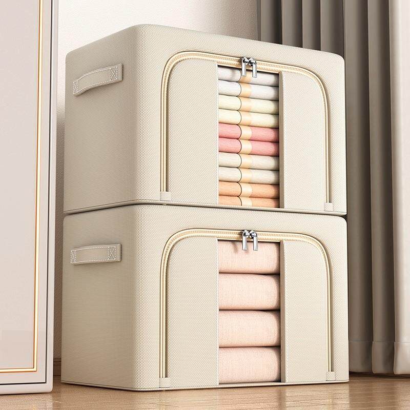 收纳箱大容量特大号棉麻折叠钢架防潮收纳袋衣服衣柜储存宿舍