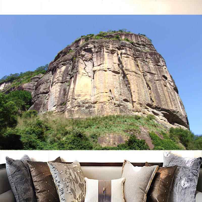 招财有山无水大靠山图武夷山墙贴背靠石头壁纸客厅自粘装饰风景画