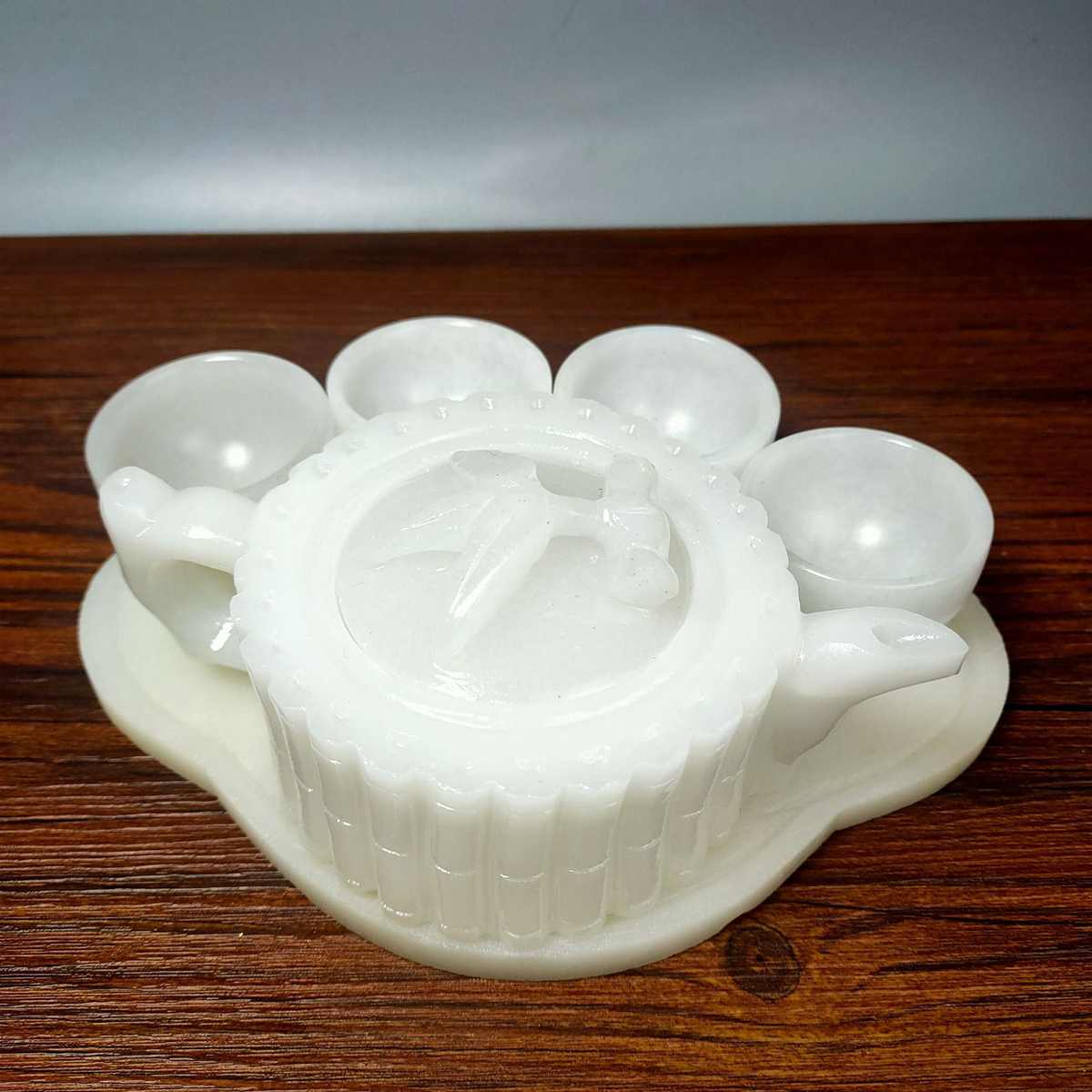 天然白玉 阿富汗玉石 玉壶茶具 茶壶酒具摆件 高档茶杯套装 礼品