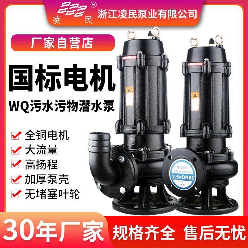 WQ三相工地污水提升潜污泵无堵塞潜水式排污泵大流量扬程污水泵