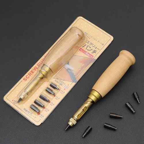 手压自动皮带冲DIY多功能可换头静音皮革打孔器6件套装皮带打孔器
