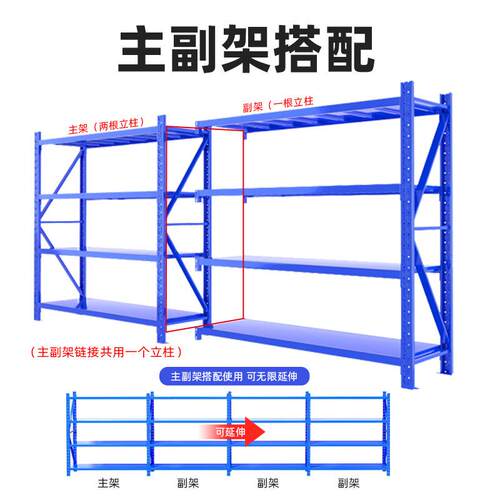 仓储货架置物架自由多层中型铁架快递轻型重型仓库货架可调节