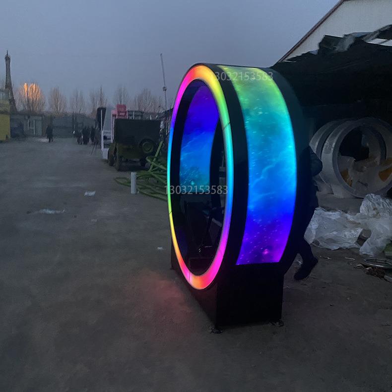 互动娱乐道具无动力多功能手摇划船机不锈钢亚克力UV喷绘发光车