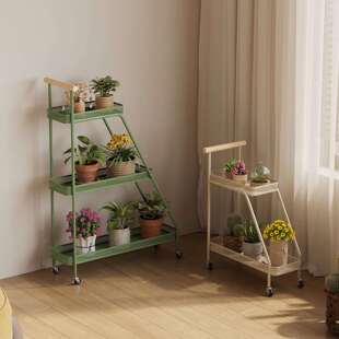 花架可移动阳台落地铁艺多肉花盆置物架家用阶梯式 绿萝摆放花架子
