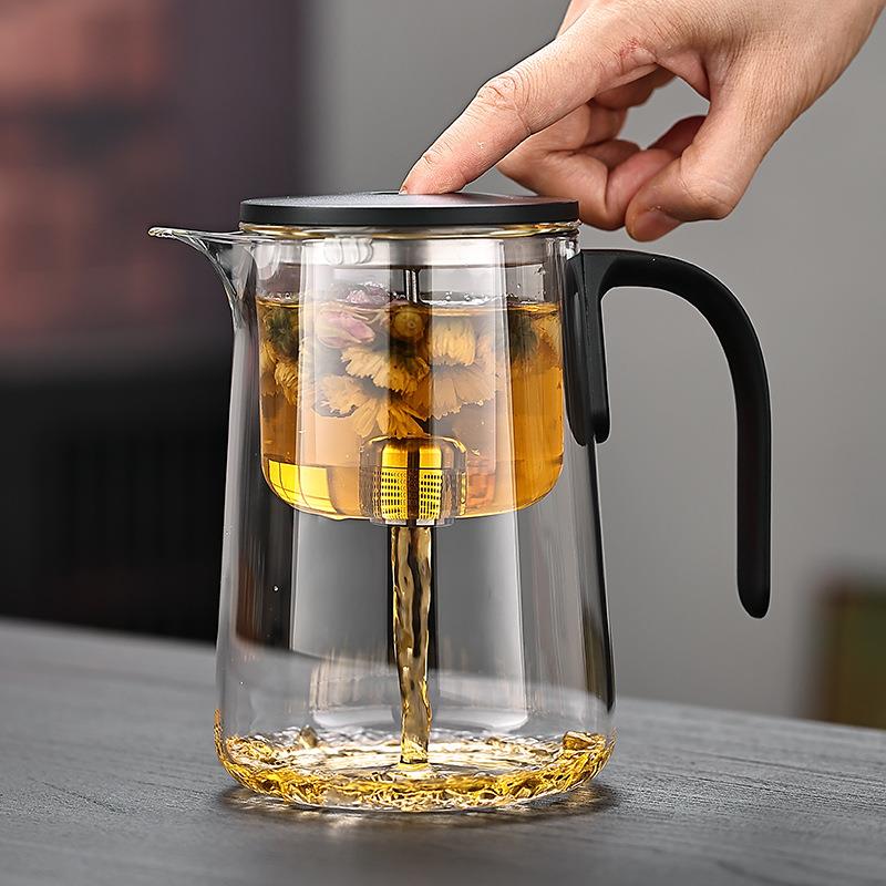 玻璃魔术壶飘逸杯泡茶壶耐热磁吸按压一键过滤茶水分离杯咖啡闷泡图片