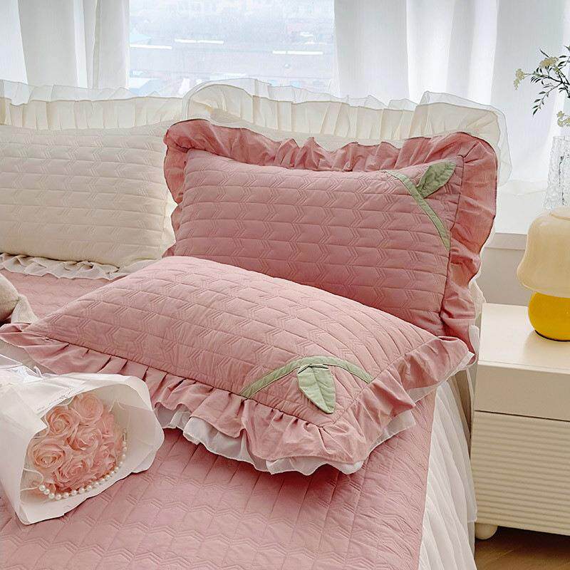 加厚纯棉小清新单人长方形枕头套一对装四季通用荷叶边枕芯套宿舍