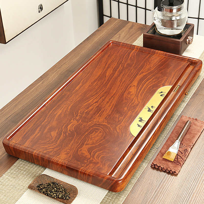 花梨木茶盘整块实木茶台大小号家用黑檀茶海功夫茶具简约电木茶盘