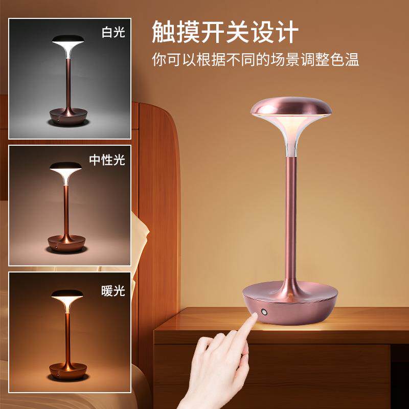 轻奢卧室床头台灯韩式灯罩露营酒吧清吧网红店装饰感应触摸台灯