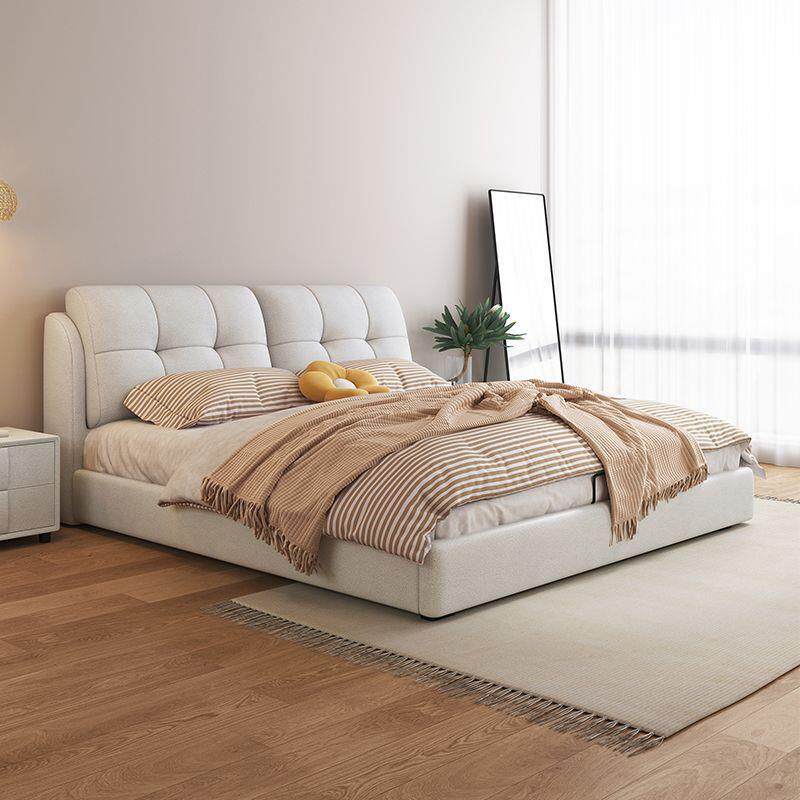 简约现代奶风软床主卧1.5米科技布床实木双1784人.8x2油米床