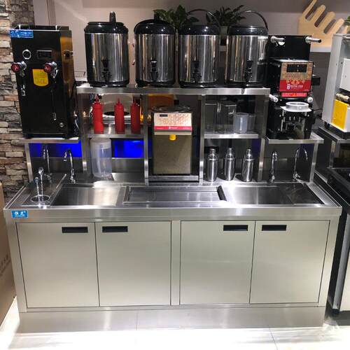 奶茶店设备全套水吧台商用冷藏工作台水吧工作台奶茶咖啡操作设备