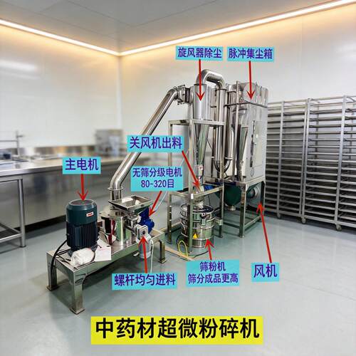 水冷式低温粉碎机低硬度物料超微粉碎机人参葛根超细磨粉设备