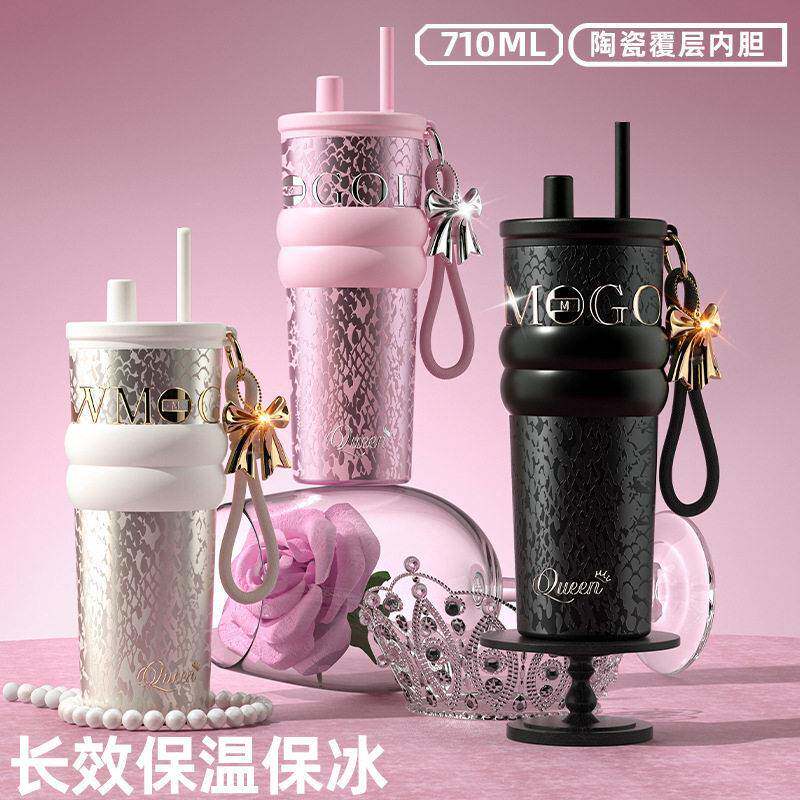 陶瓷内胆保温杯女高颜值大容量咖啡杯便携随手杯闺蜜女友生日礼物