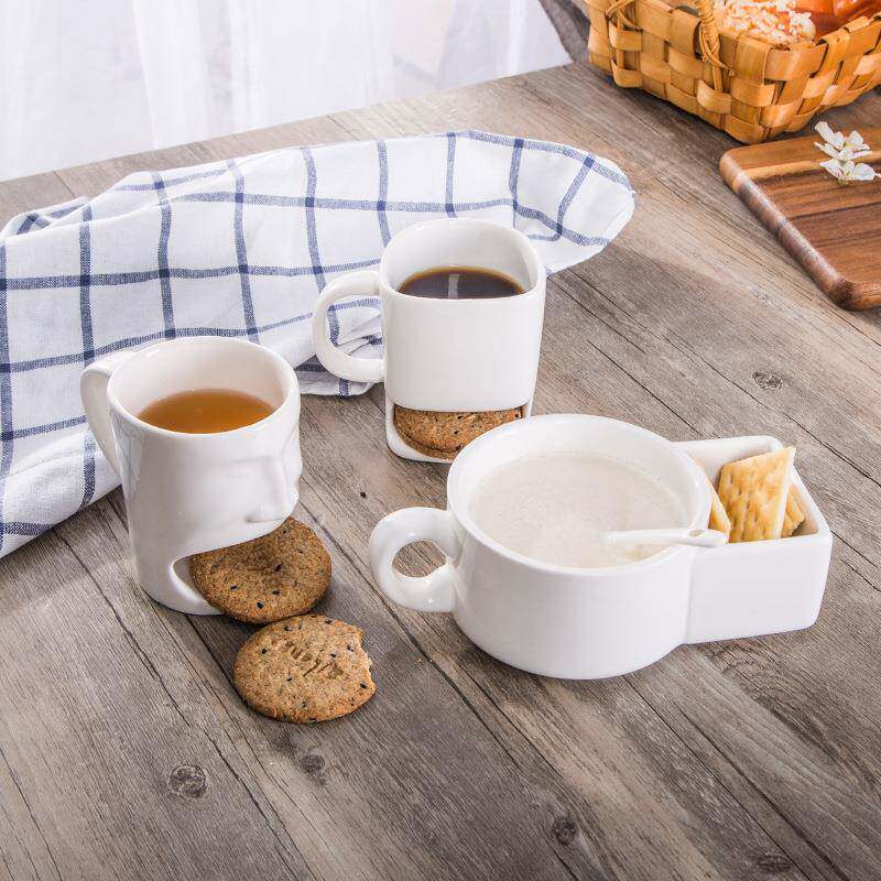 厂家陶瓷饼干杯创意人脸饼干杯陶瓷牛奶咖啡杯三合一连体杯子