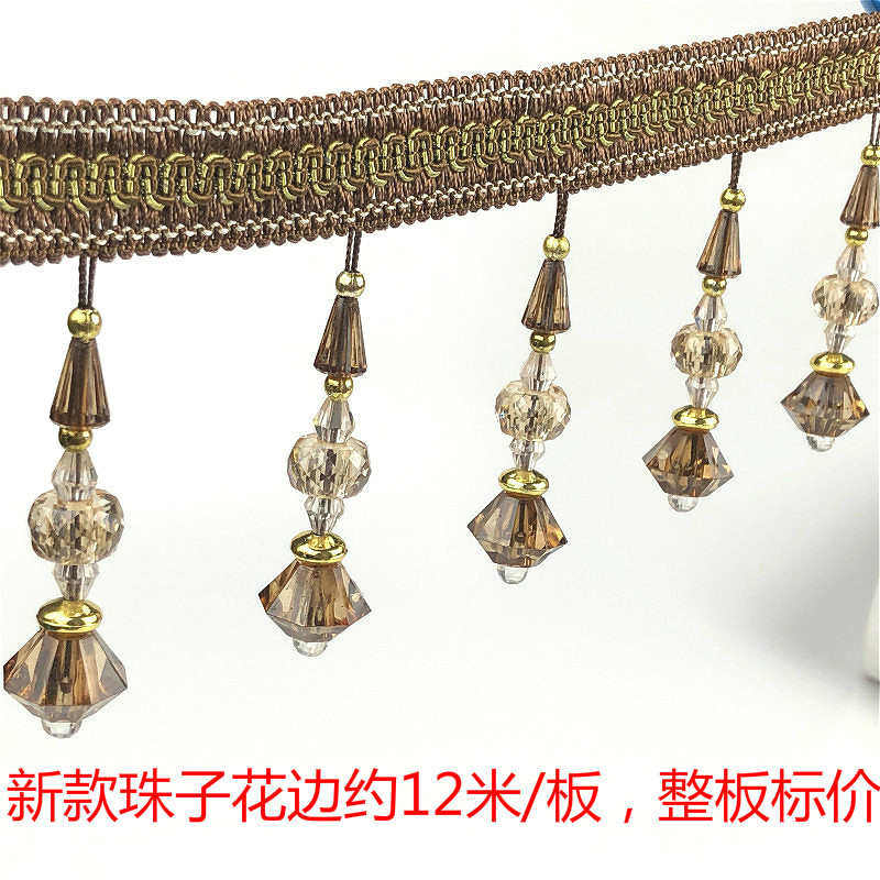 锦天 窗帘婚庆灯罩新款珠子水晶花边密度好间距小约12米整板标价,居家布艺,花边,淘宝优惠券,粉丝福利购,淘宝优惠卷