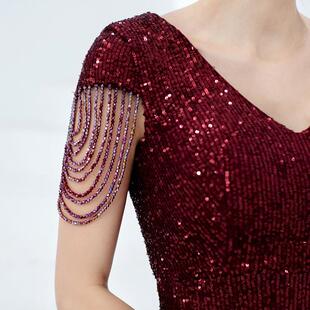 晚礼服女高级感气质宴会年会主持人高端亮片鱼尾裙秋冬季端庄大气