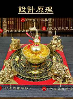 铜制聚财阵葫芦龙龟金蟾貔貅罗盘麒麟风水聚宝盆招财家居店铺摆件