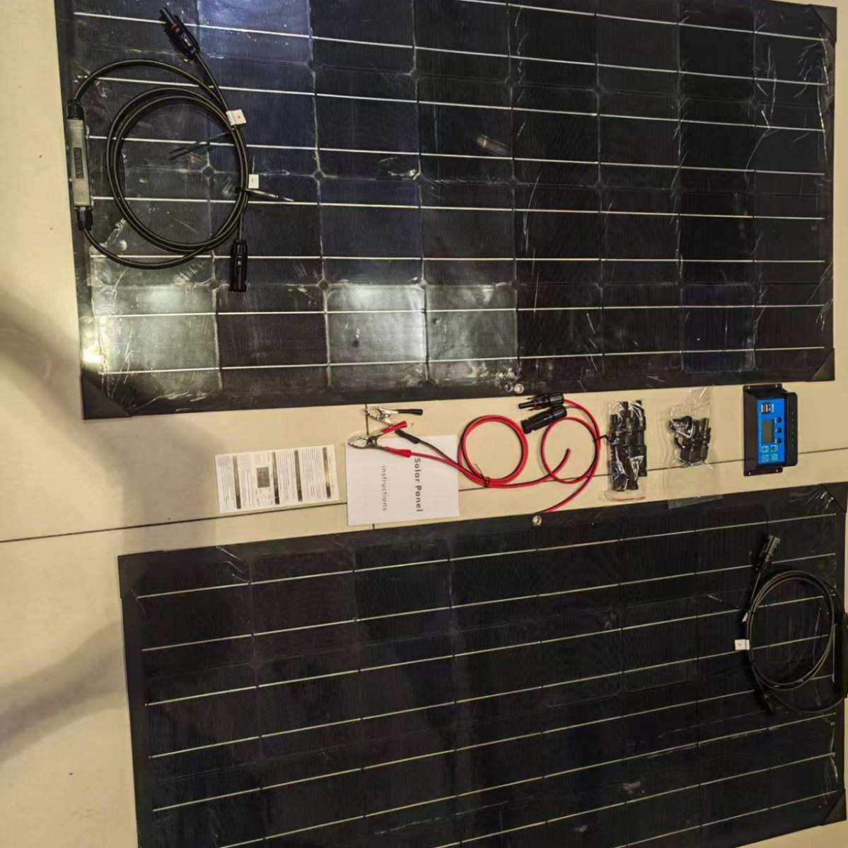 跨境热卖单晶太阳能板100W电池板光伏系统组件控制器串联 并联