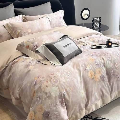 1秋冬天丝棉磨毛床上四件套加厚100s长绒棉印花保暖绒床单被套202