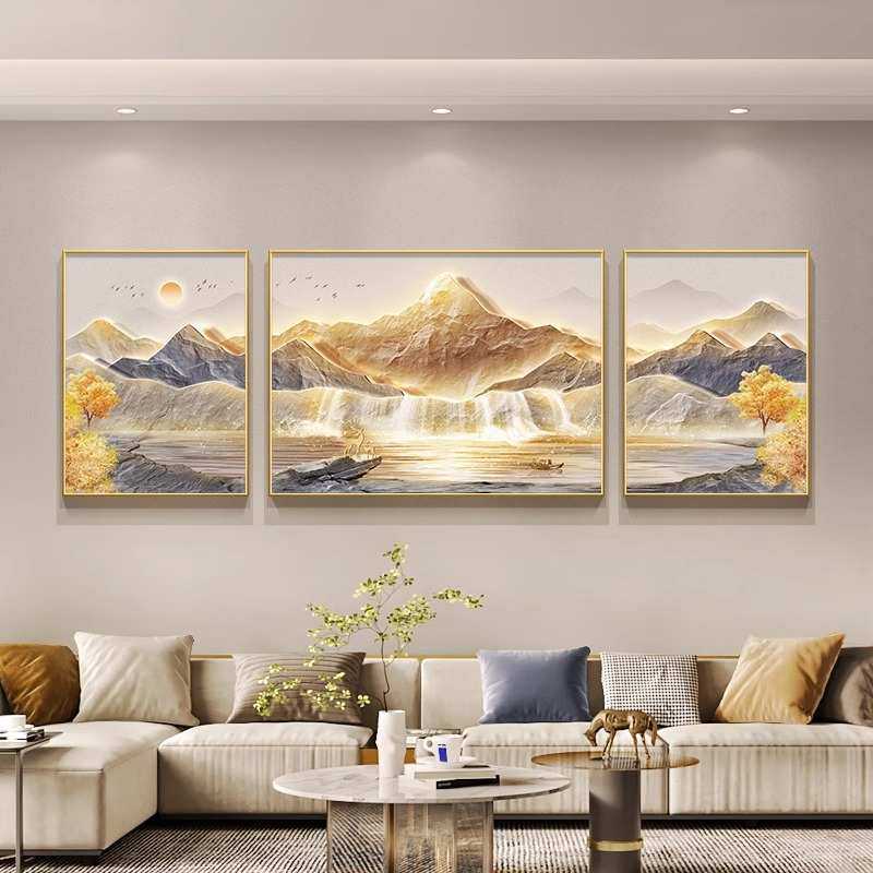 三联日照山水画轻奢客厅装饰画高档金山沙发背景墙挂画壁画聚宝盆,家居饰品,现代装饰画,淘宝优惠券,粉丝福利购,淘宝优惠卷