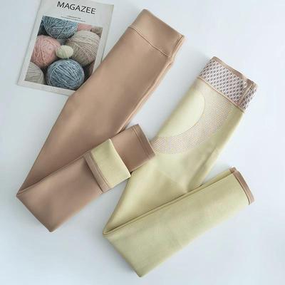 涞觅肤秋冬季加绒加厚肤色九分打底裤女外穿肉色高腰收腹光腿神器