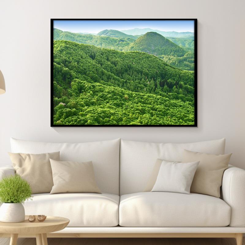 山林树木眼树林客LVF厅卧间室绿色大自然林风景装饰画森护房挂画