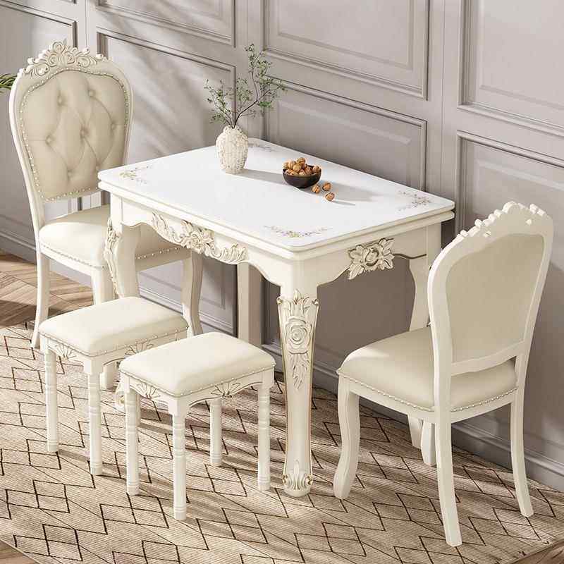 新款折叠餐桌板家用户型欧式餐桌椅组小间合简约岩实木省空可伸缩