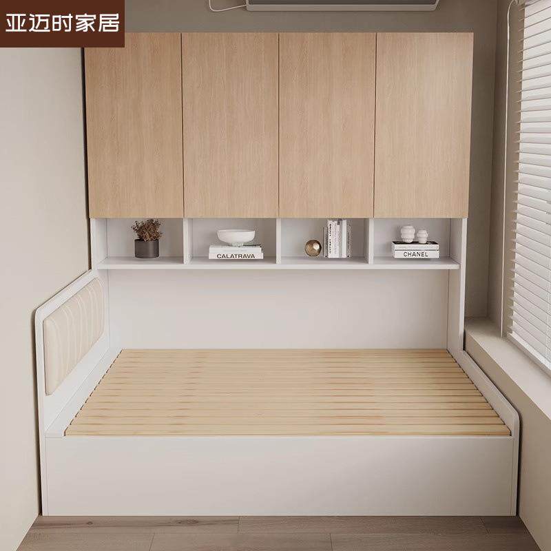 榻榻米床柜一体小户型气压储物儿童床侧柜实木衣柜组合单人床