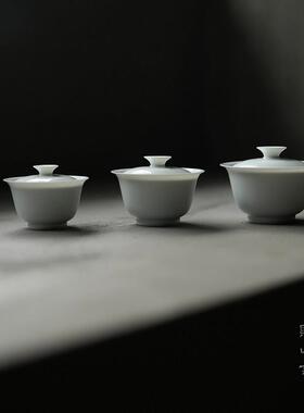 赋山堂丨审评盖碗 景德镇纯白陶瓷盖碗80ml110ml150ml不烫手茶具
