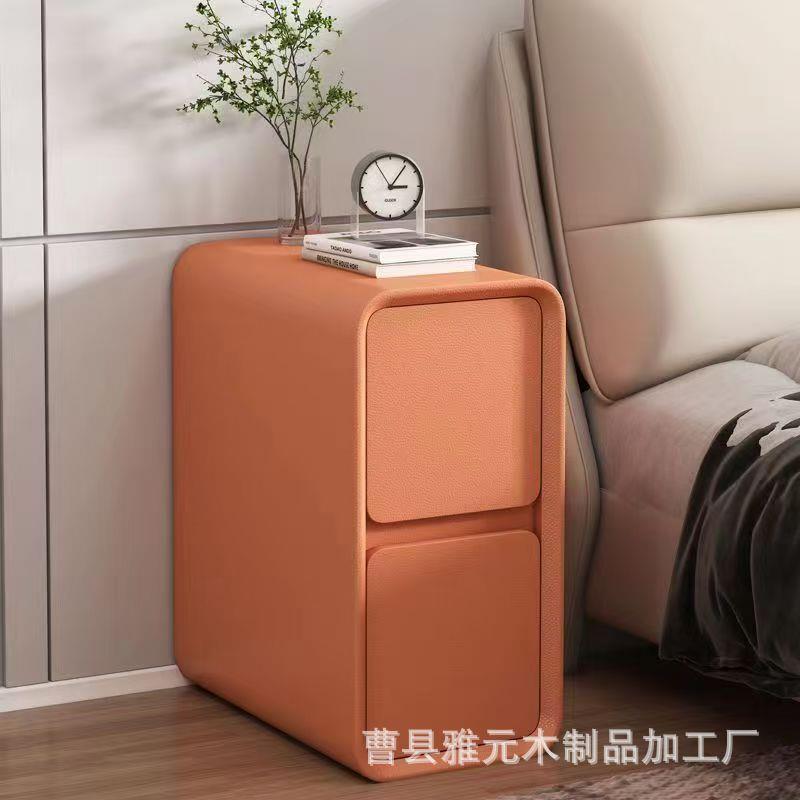 木质工艺品 奶油风 格现代轻奢实木床头柜小型窄小简约卧室储物柜