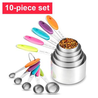 Stainless Steel Measuring Cups Spoon Set彩色烘焙量勺量杯10件