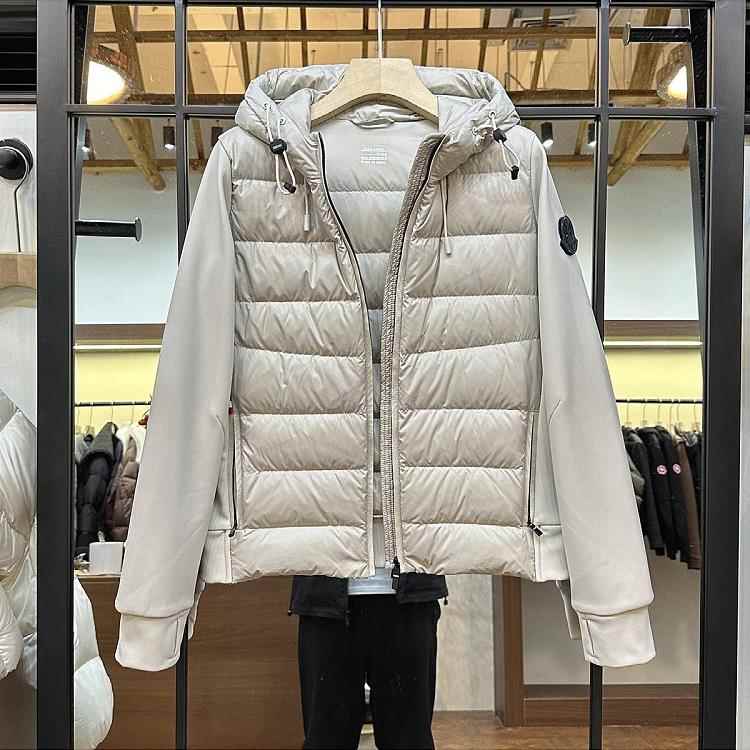 韩国2024新款休闲百搭拼接90白鸭绒薄款羽绒服女短款情侣运动外套