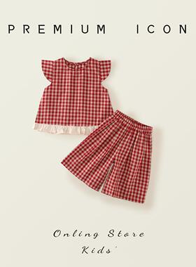 Girls' 2-Piece Cute Clothing Set Baby Girl Clothes Plaid