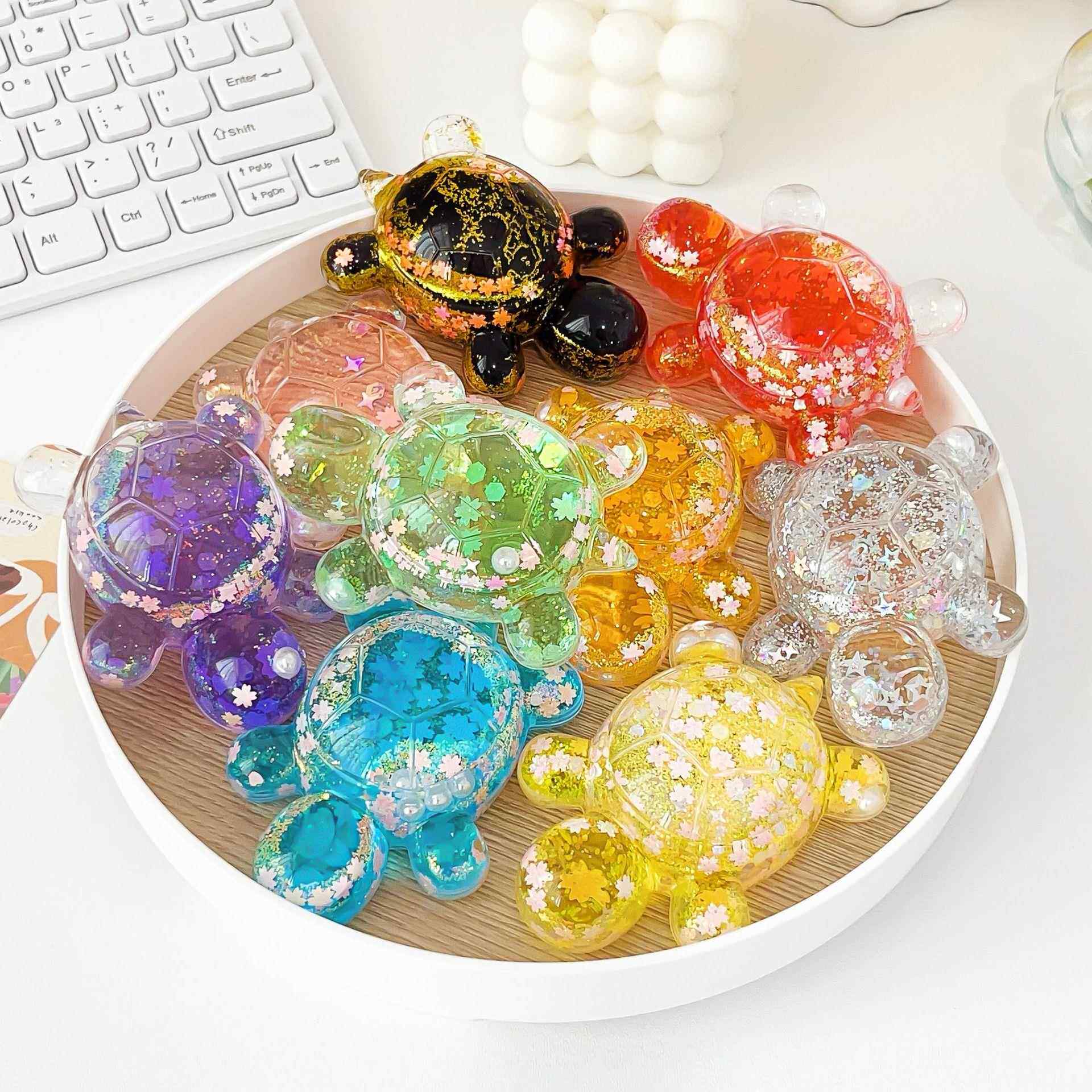 爆闪星星流沙卡通大号乌龟摆件直播盲袋对对碰办公室桌面摆饰