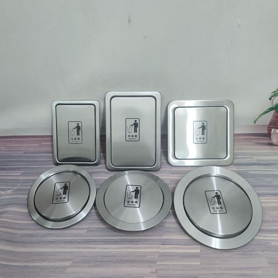 台面嵌入式不锈钢垃圾桶方形盖子家用厨房圆形摇盖洗手间隐藏