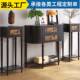 中古风实木玄关柜客厅入户装 复古20cm超窄条案半圆玄关桌 饰柜法式