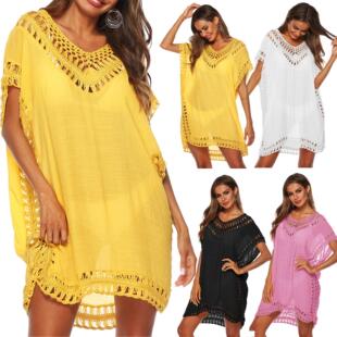 Hand Hook Splicing Hollow Beach Bikini Hoodie Sunscreen