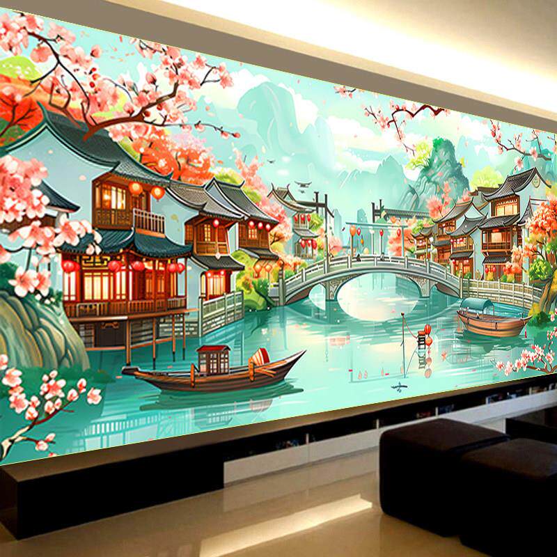 十字绣2026新款线绣客厅大幅高端大气高级感忆江南自己绣满绣