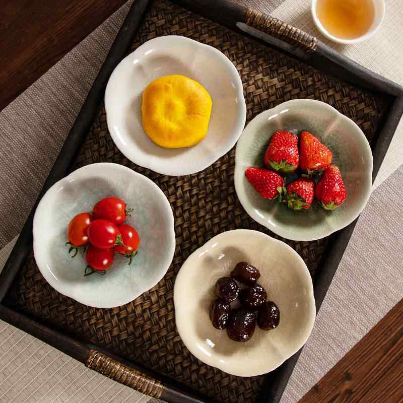 陶瓷果盘中式订婚糕点盘高脚茶点盘复古零食干果碟家用水果点心盘