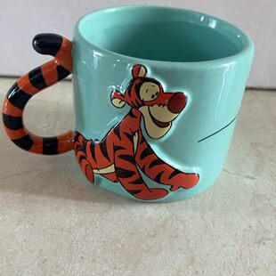 Disney подлинный тигр кружка , мята зеленая тема с апельсина черные полосы обрабатывать , милый трехмерный плавать