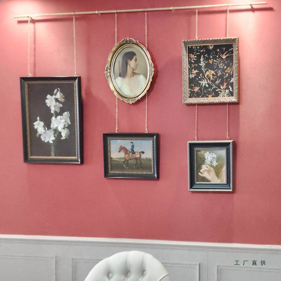 挂器轨道式复古装饰画画油画别墅画展F96HJ9TT法吊挂链条黄铜杆挂