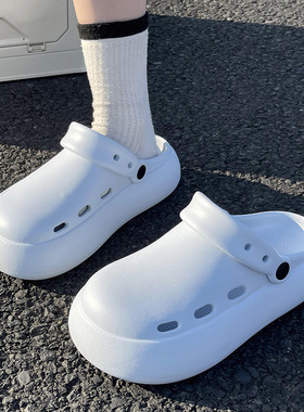 厚底鞋女款2025新款夏季外穿多巴胺防滑防水增高博肯包头拖鞋