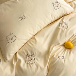 新款超柔水洗刺绣被套四可件套可爱棉比202550J熊单床三件套人舒
