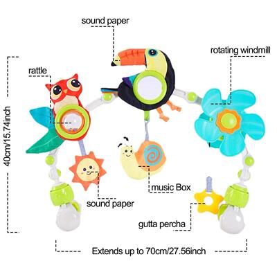 Baby Stroller Arch Toys Musical Rattle Sensory Toy with Teet
