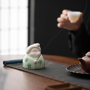 创意ZYS唐宝宝香香插摆线件桌香面可爱陶瓷香底座中式 家用托线香