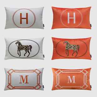 8F77H96S9靠6M靠0H抱枕客厅沙发垫科技布M腰靠绒布刺绣包方样板间