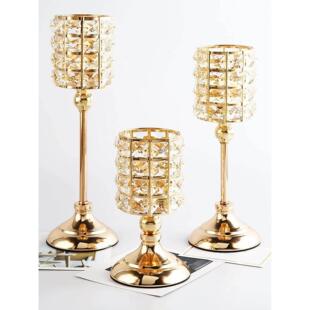 1pc Candle Light Candlestic Crystal Tea Gold sizes Holder