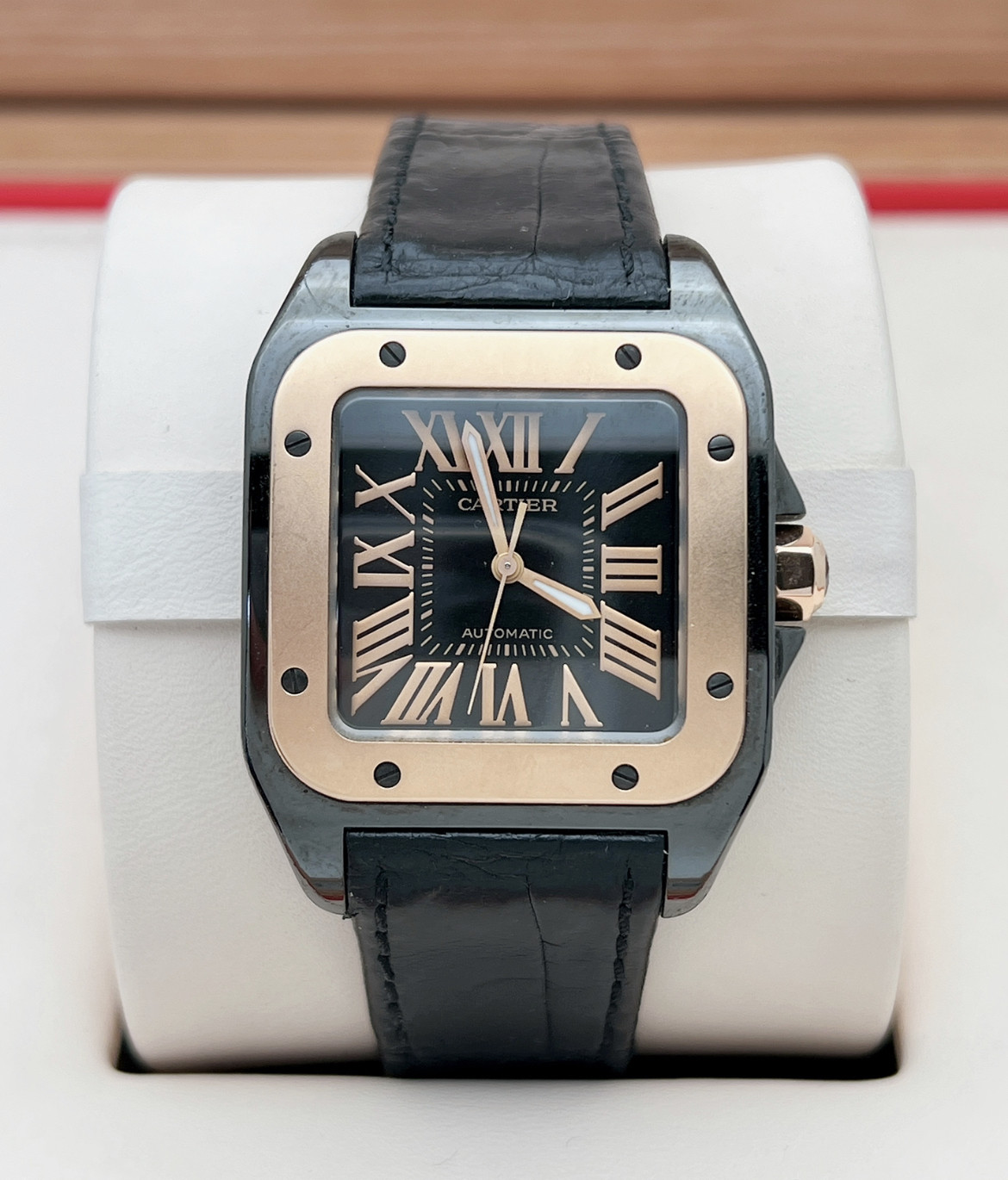 先鉴后发98新38mm卡地亚山度士系列W2020009自动机械男表正品